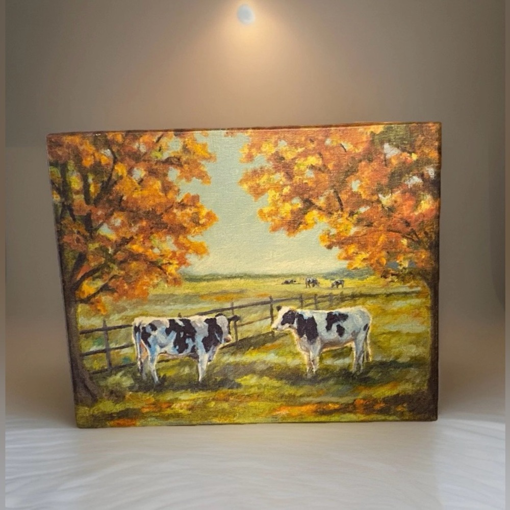 Cows box sign Primitives by Kathy rustic country farmhouse wood